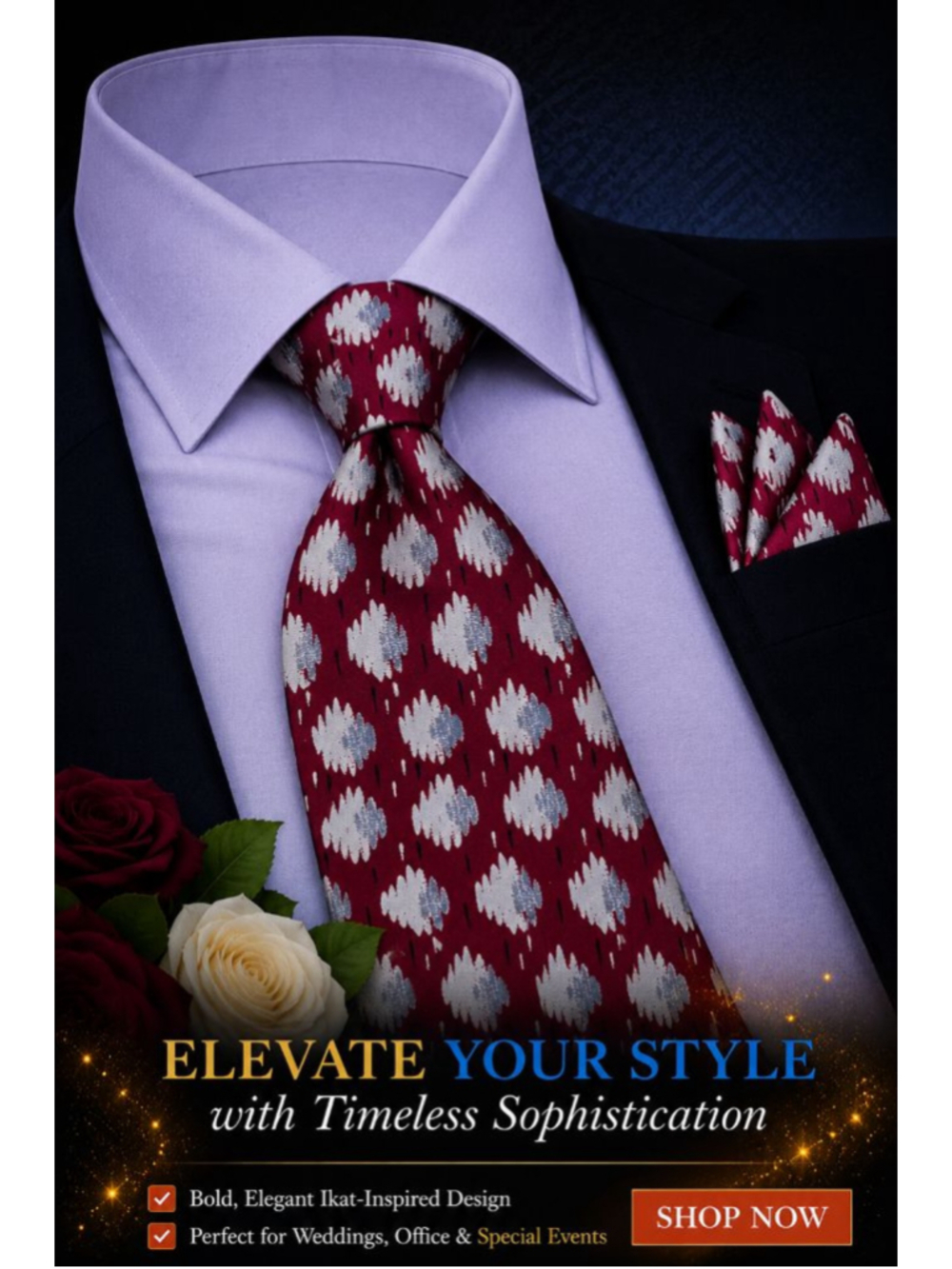 Men's Unbranded Red & Gray Ikat Silk Tie One Size